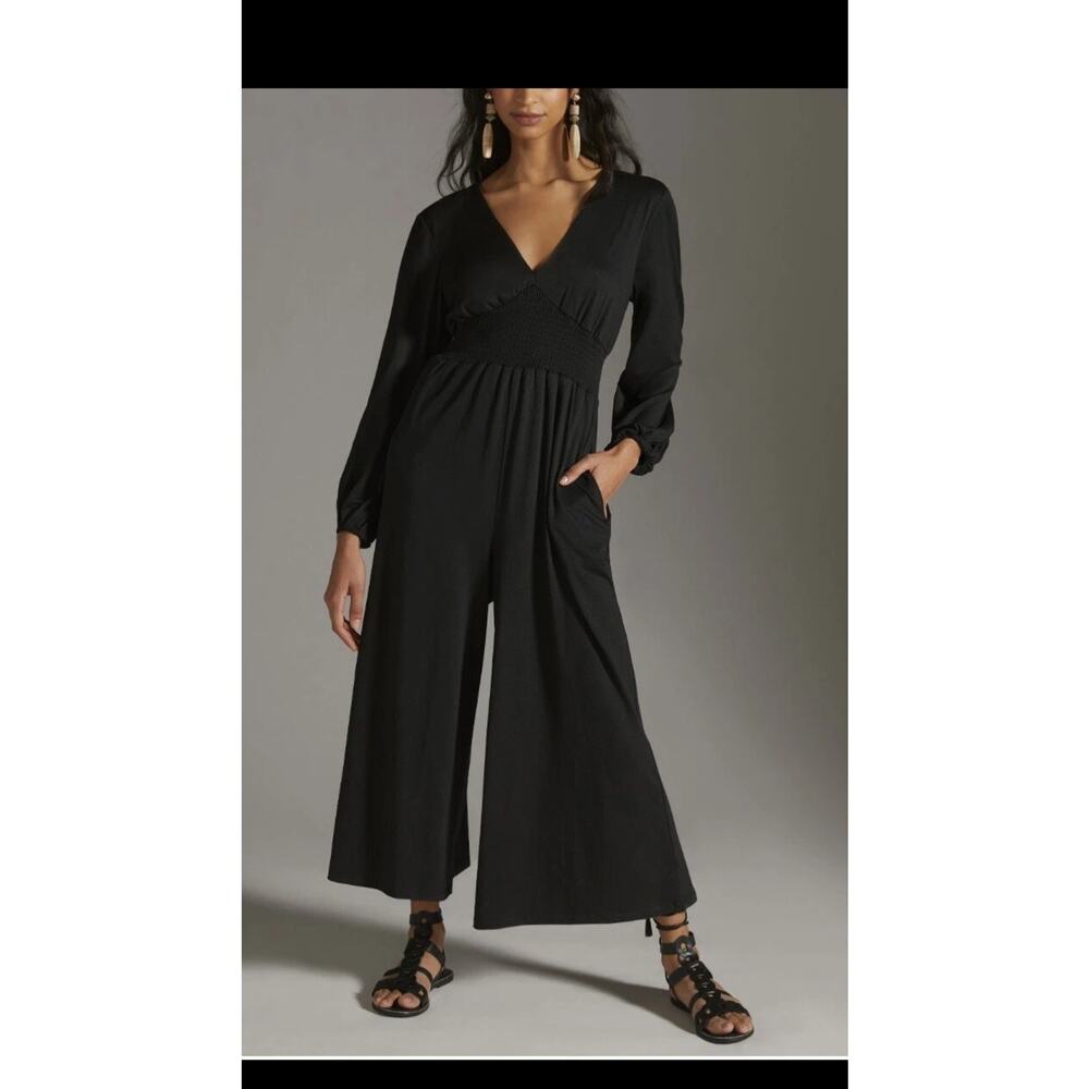Anthropologie Hutch V-Neck Wide-Leg Jumpsuit Size: L